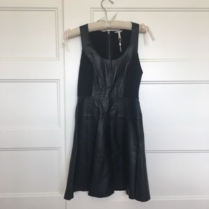 JOIE Black Leather Panel Dress
